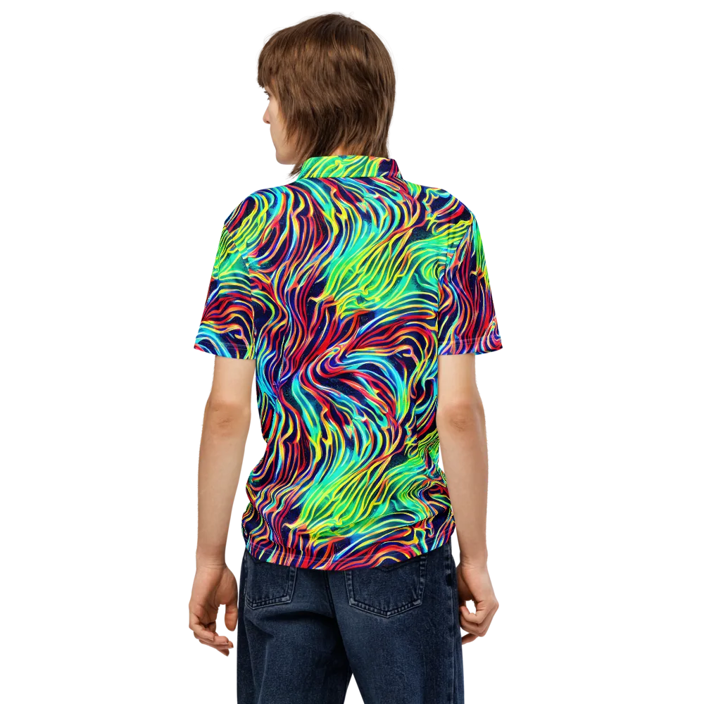 Cobalt Ribbon Reef on Men's Slim Fit Polo Shirt — Back
