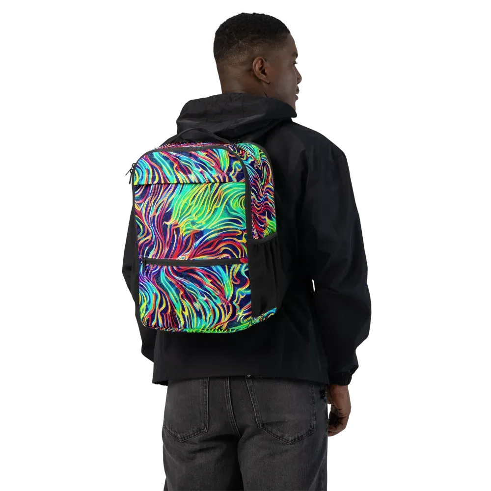 Cobalt Ribbon Reef on Utility Backpack — Back