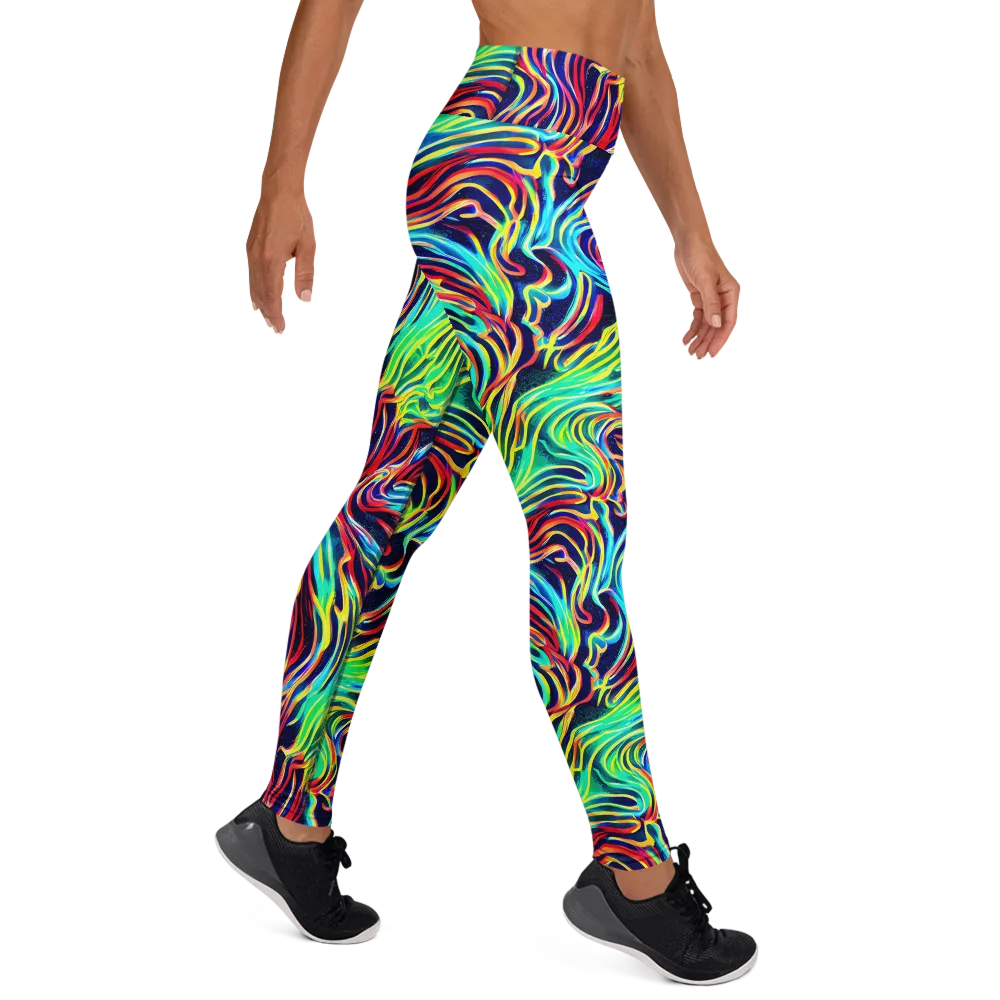 Cobalt Ribbon Reef on Yoga Leggings — Right