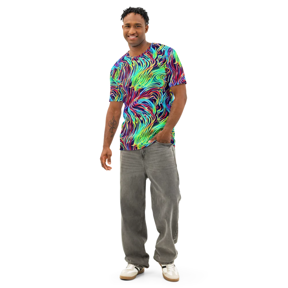 Cobalt Ribbon Reef on Men's Cotton Crew Neck T-Shirt — Front