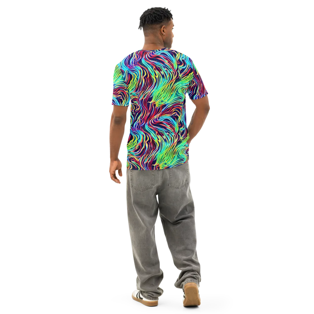Cobalt Ribbon Reef on Men's Cotton Crew Neck T-Shirt — Back