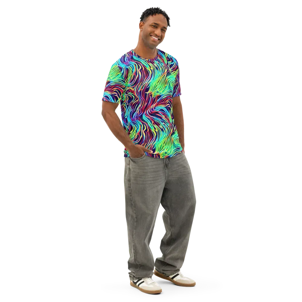 Cobalt Ribbon Reef on Men's Cotton Crew Neck T-Shirt — Right Front