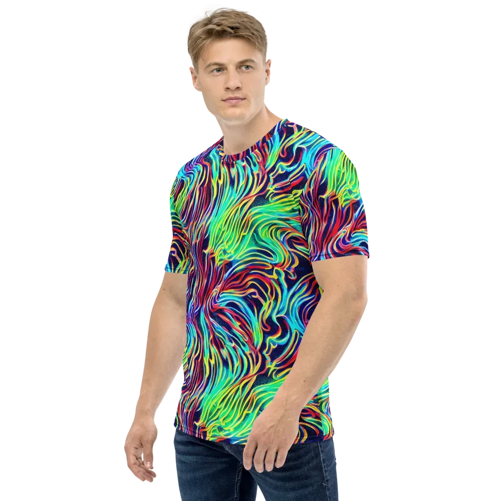 Cobalt Ribbon Reef on Men's Crew Neck T-Shirt — Left