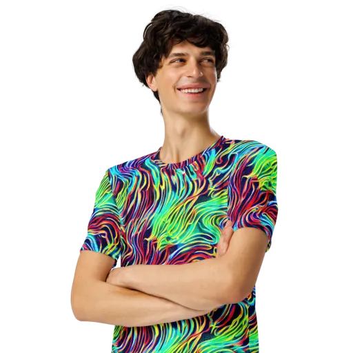 Cobalt Ribbon Reef on a Men's Crew Neck T-Shirt