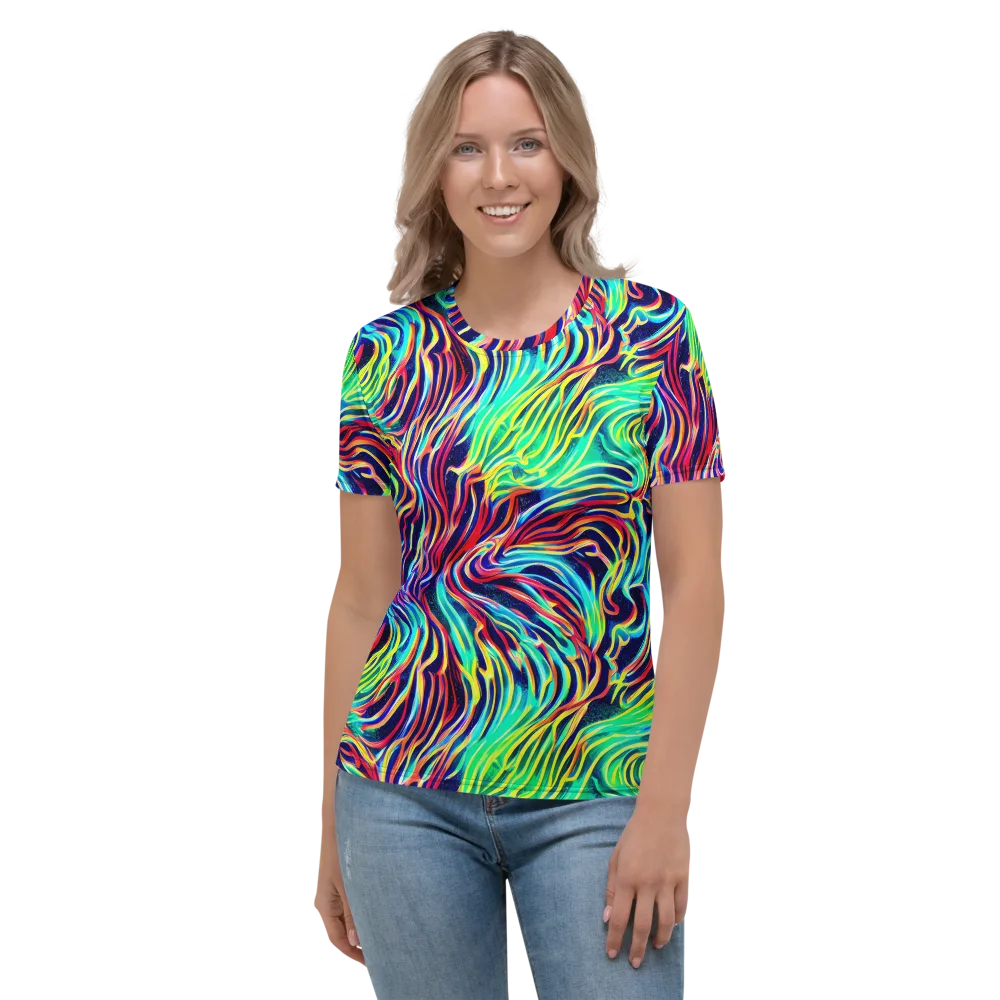 Cobalt Ribbon Reef on Women's Crew Neck T-Shirt — Front