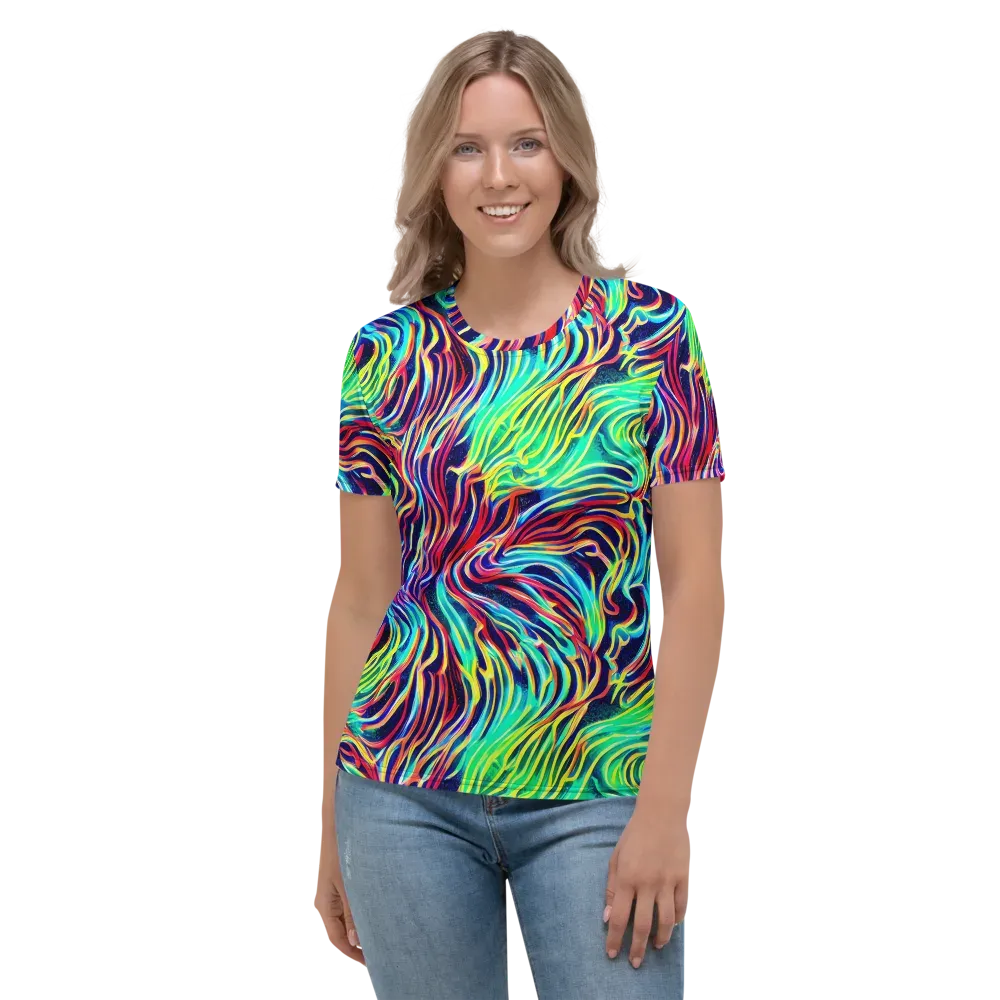 Cobalt Ribbon Reef on Women's Crew Neck T-Shirt — Front