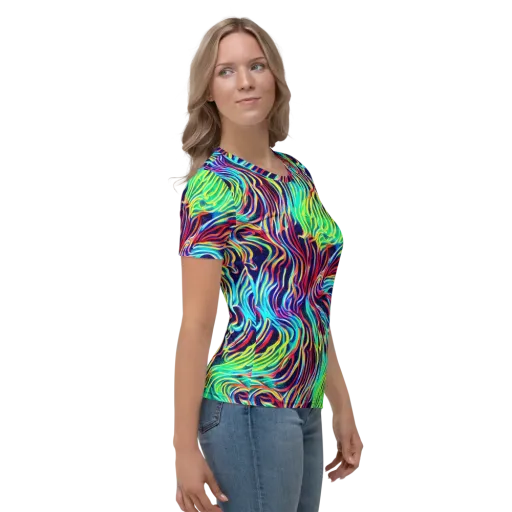 Cobalt Ribbon Reef on a Women's Crew Neck T-Shirt