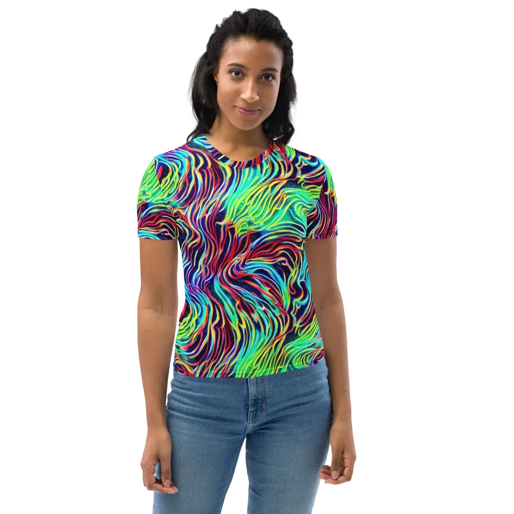 Cobalt Ribbon Reef on Women's Crew Neck T-Shirt — Front