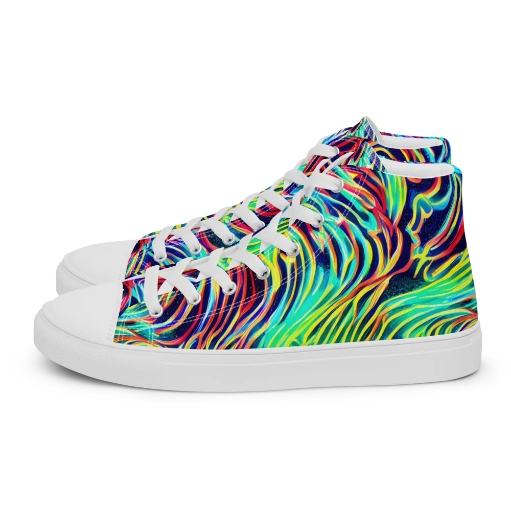 Cobalt Ribbon Reef on Women's High Top Canvas Shoes — Left