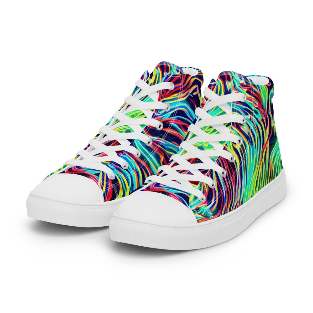 Cobalt Ribbon Reef on Women's High Top Canvas Shoes — Left Front