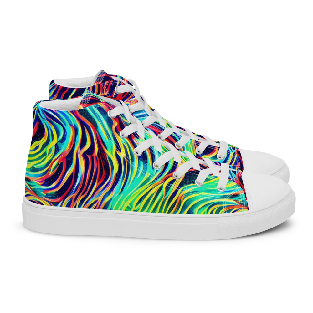 Cobalt Ribbon Reef on Women's High Top Canvas Shoes — Right