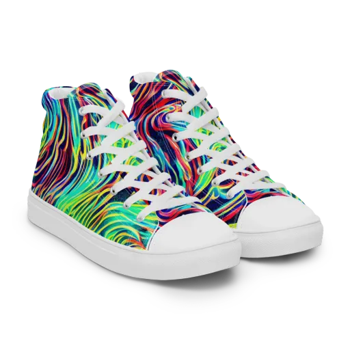 Cobalt Ribbon Reef on a Women's High Top Canvas Shoes