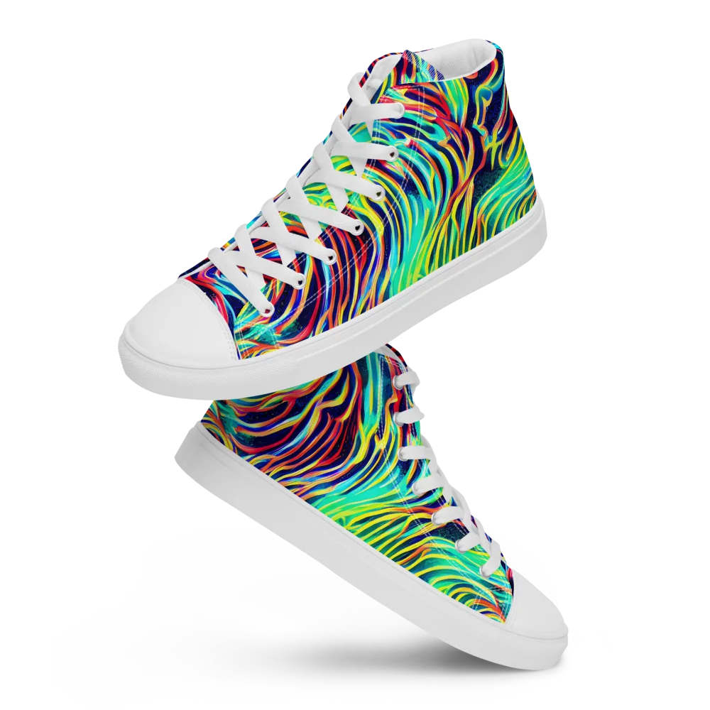 Cobalt Ribbon Reef on Women's High Top Canvas Shoes — Front