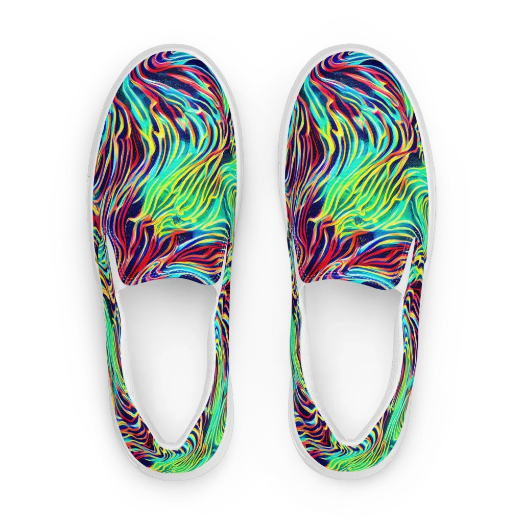 Cobalt Ribbon Reef on Men's Slip-On Canvas Shoes — Front