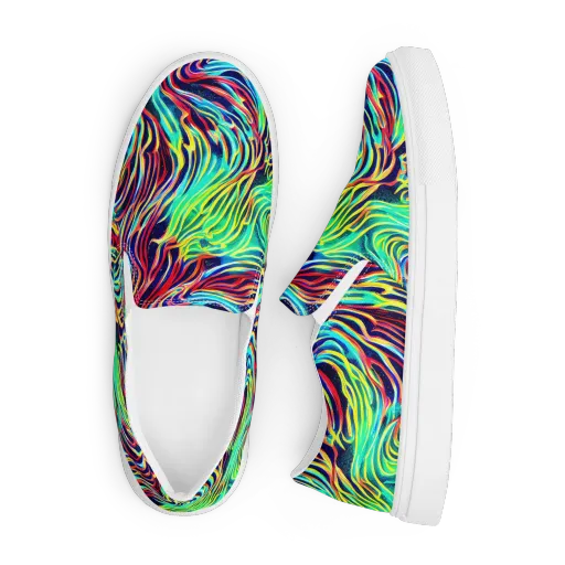 Cobalt Ribbon Reef on a Men's Slip-On Canvas Shoes