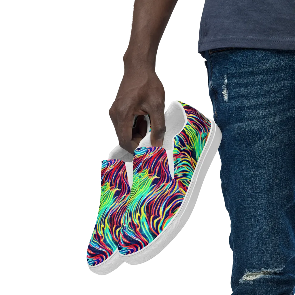 Cobalt Ribbon Reef on Men's Slip-On Canvas Shoes — Left Front