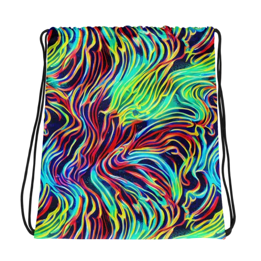 Cobalt Ribbon Reef on a Drawstring Bag