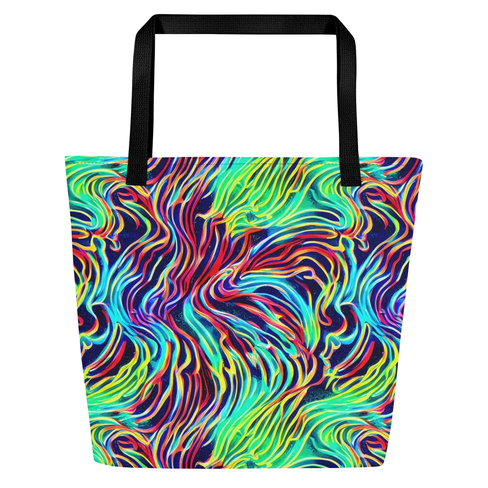 Cobalt Ribbon Reef on Large Tote Bag W/ Pocket — Front