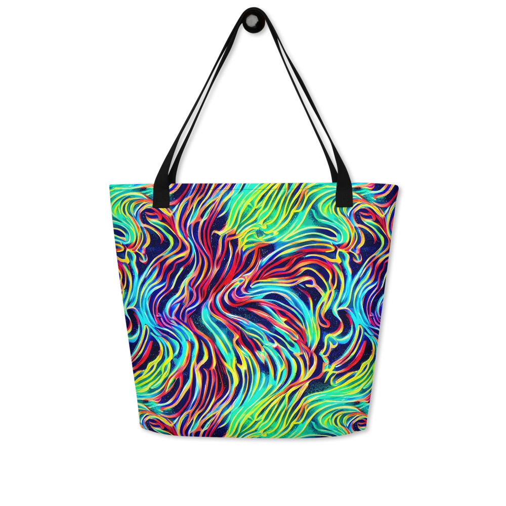 Cobalt Ribbon Reef on Large Tote Bag W/ Pocket — Front