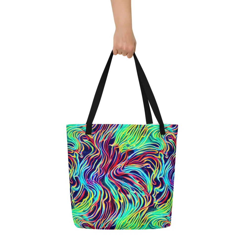 Cobalt Ribbon Reef on Large Tote Bag W/ Pocket — Front
