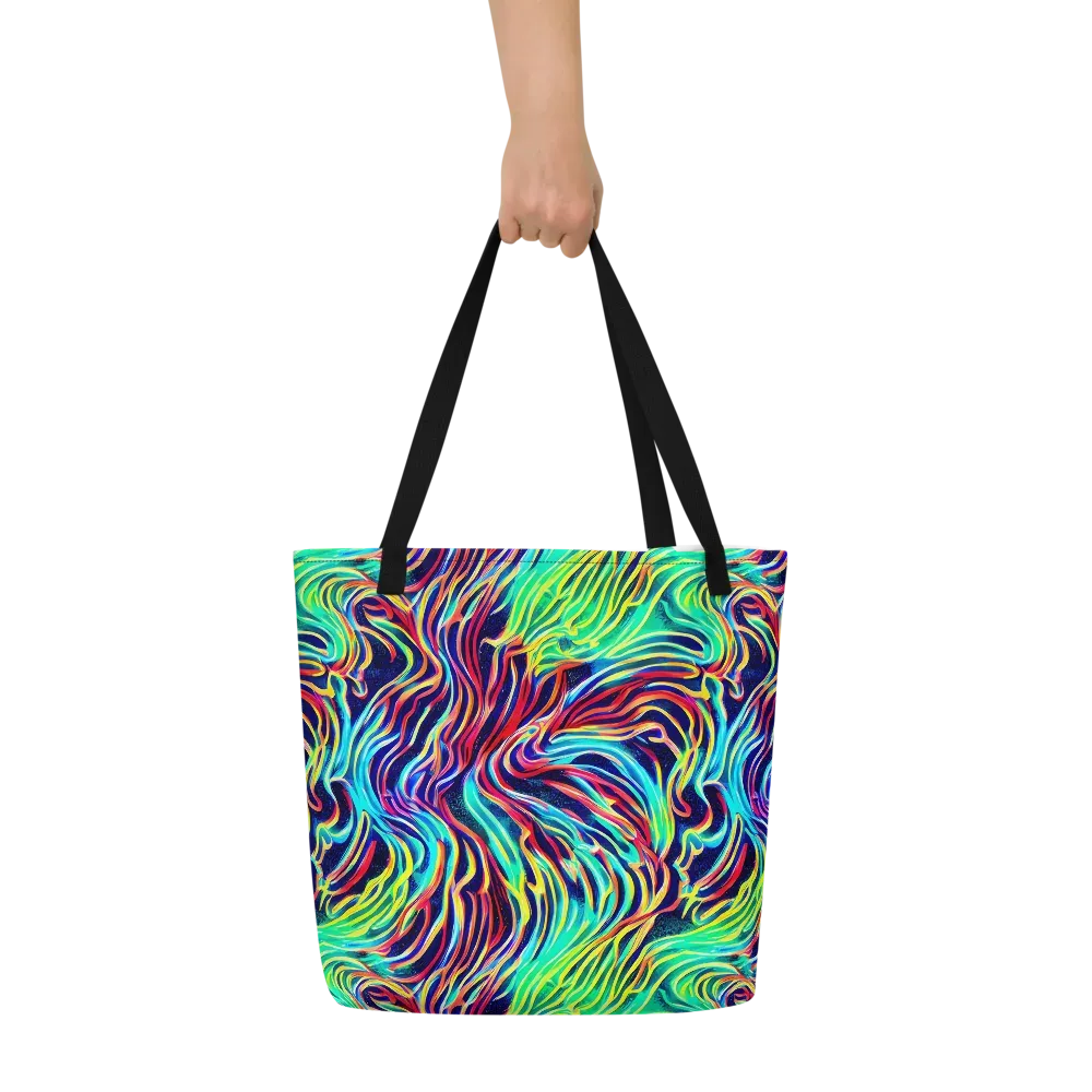 Cobalt Ribbon Reef on Large Tote Bag W/ Pocket — Front