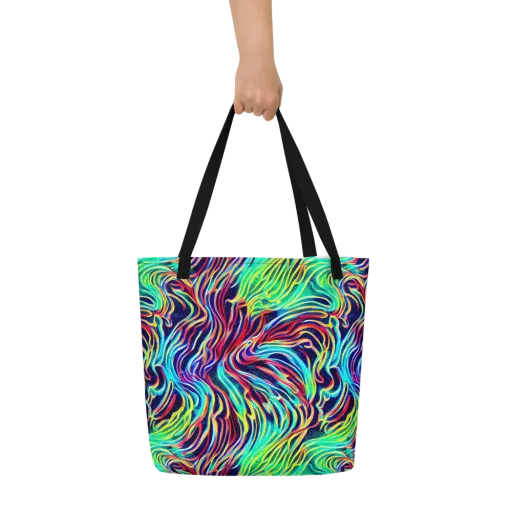 Cobalt Ribbon Reef on a Large Tote Bag W/ Pocket
