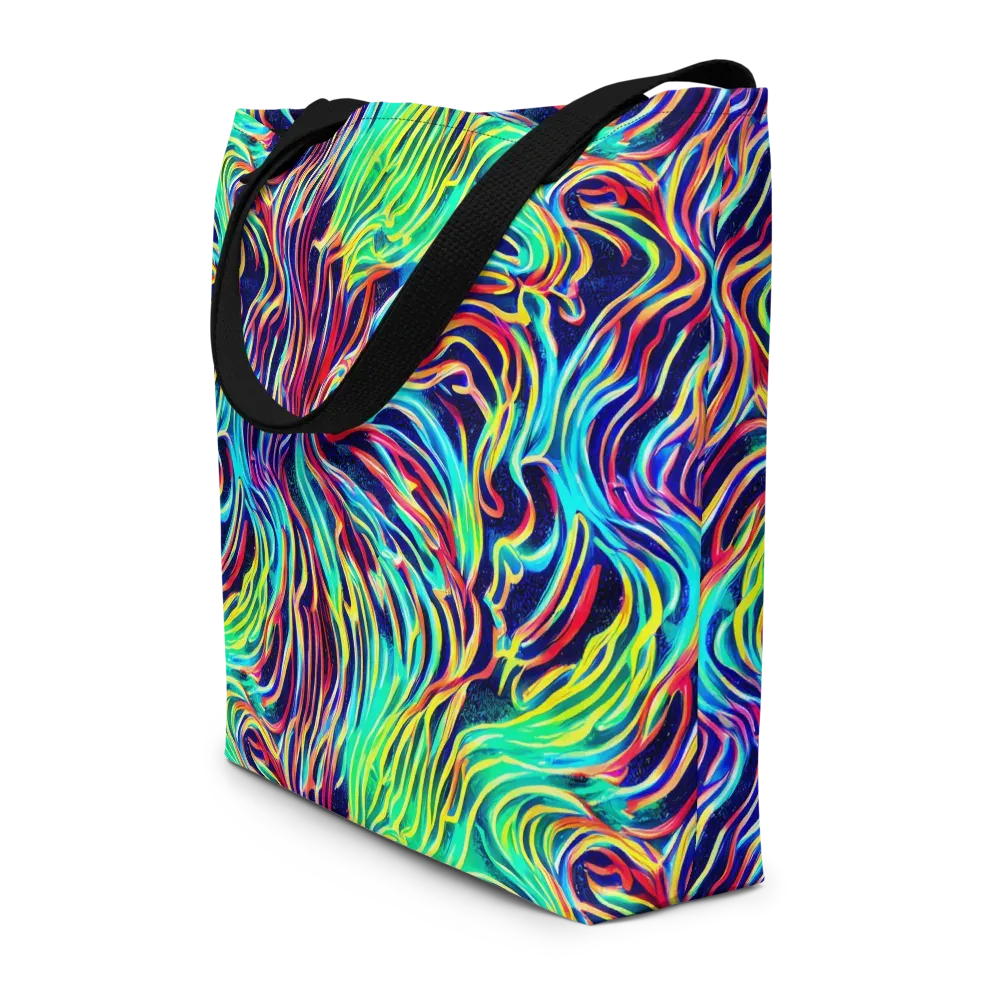 Cobalt Ribbon Reef on Large Tote Bag W/ Pocket — Front