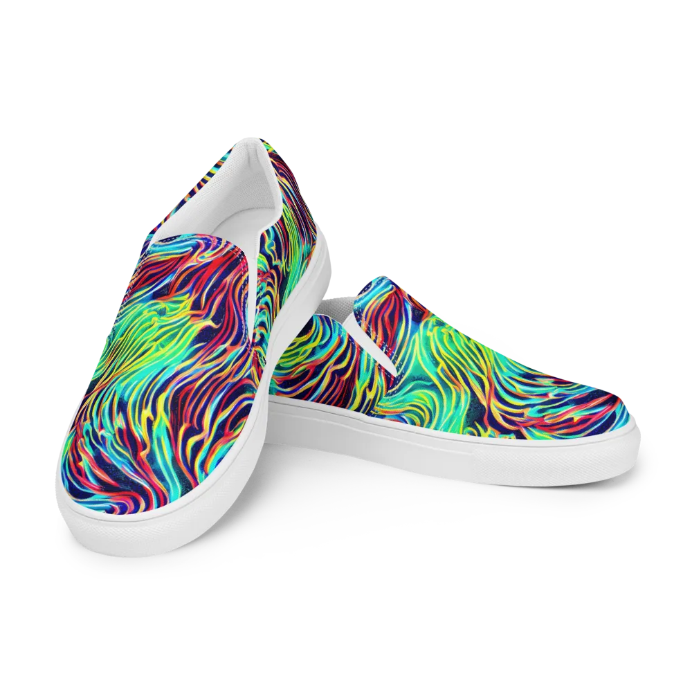 Cobalt Ribbon Reef on Women's Slip-On Canvas Shoes — Left Front