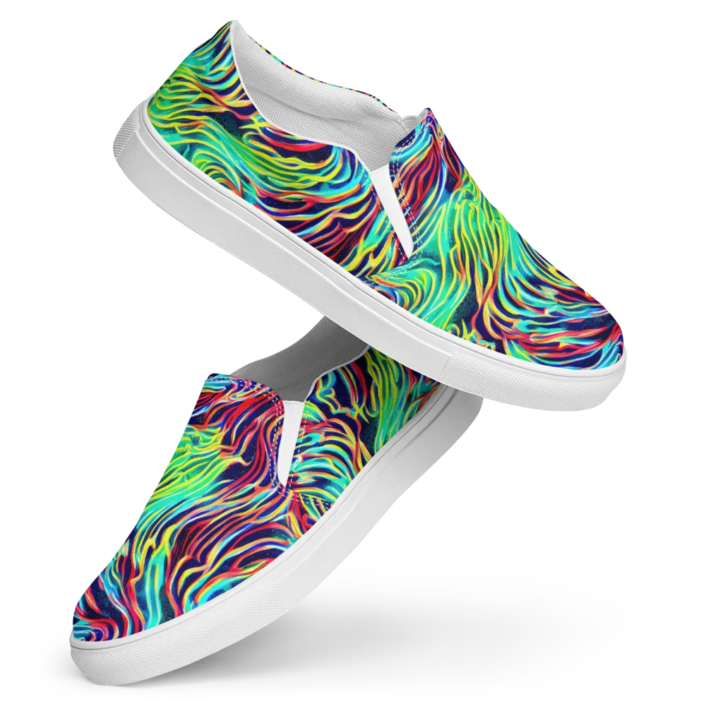 Cobalt Ribbon Reef on Women's Slip-On Canvas Shoes — Front