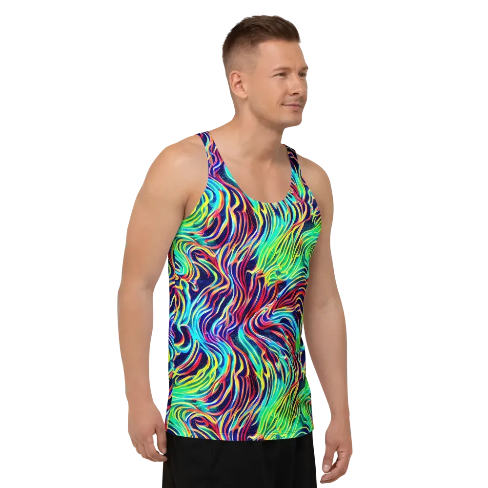 Cobalt Ribbon Reef on Men's Tank Top — Right Front
