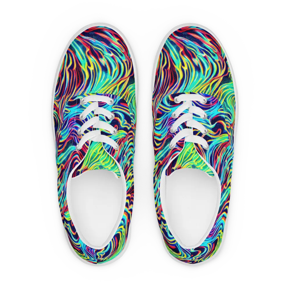 Cobalt Ribbon Reef on Men's Lace-Up Canvas Shoes — Front