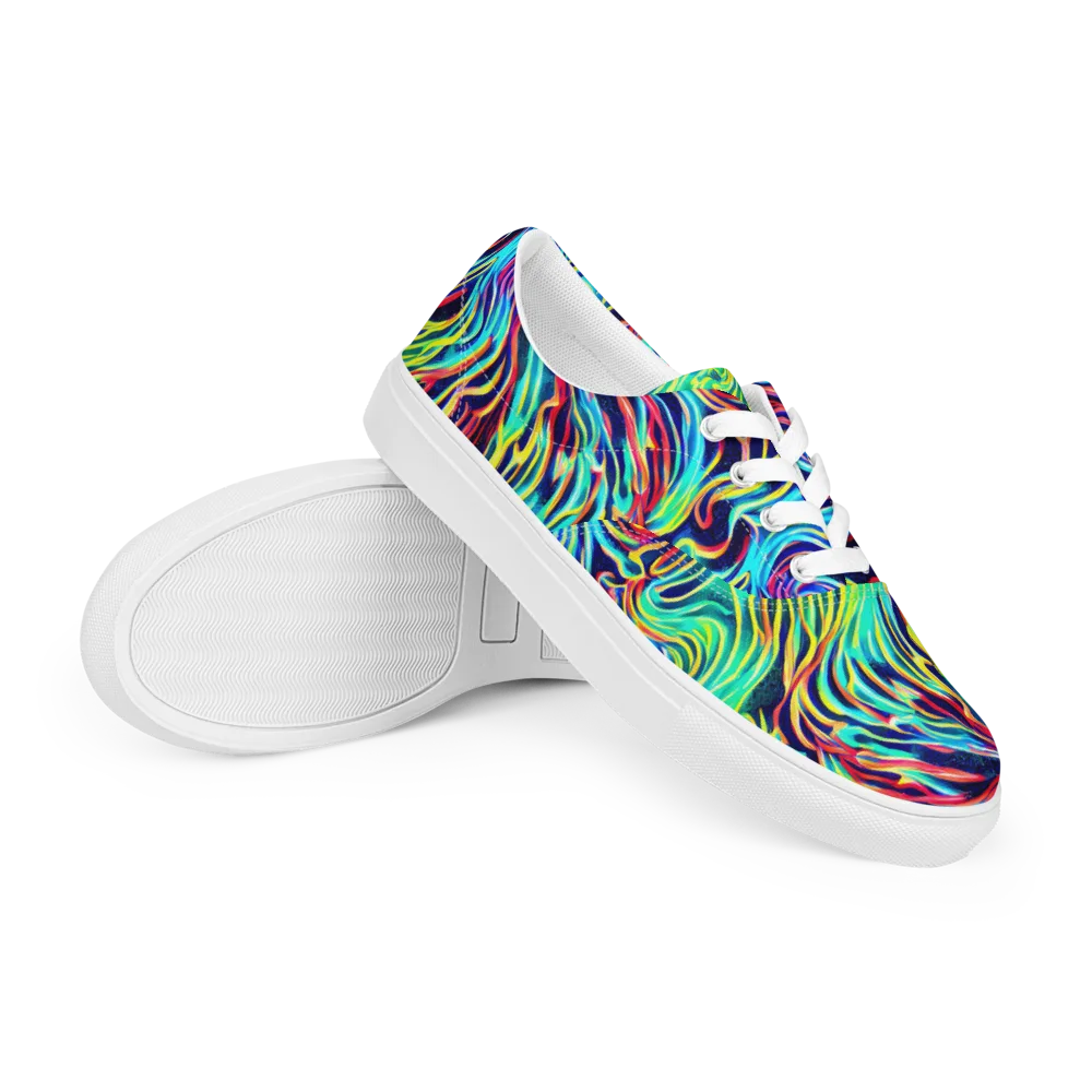 Cobalt Ribbon Reef on Men's Lace-Up Canvas Shoes — Right Front