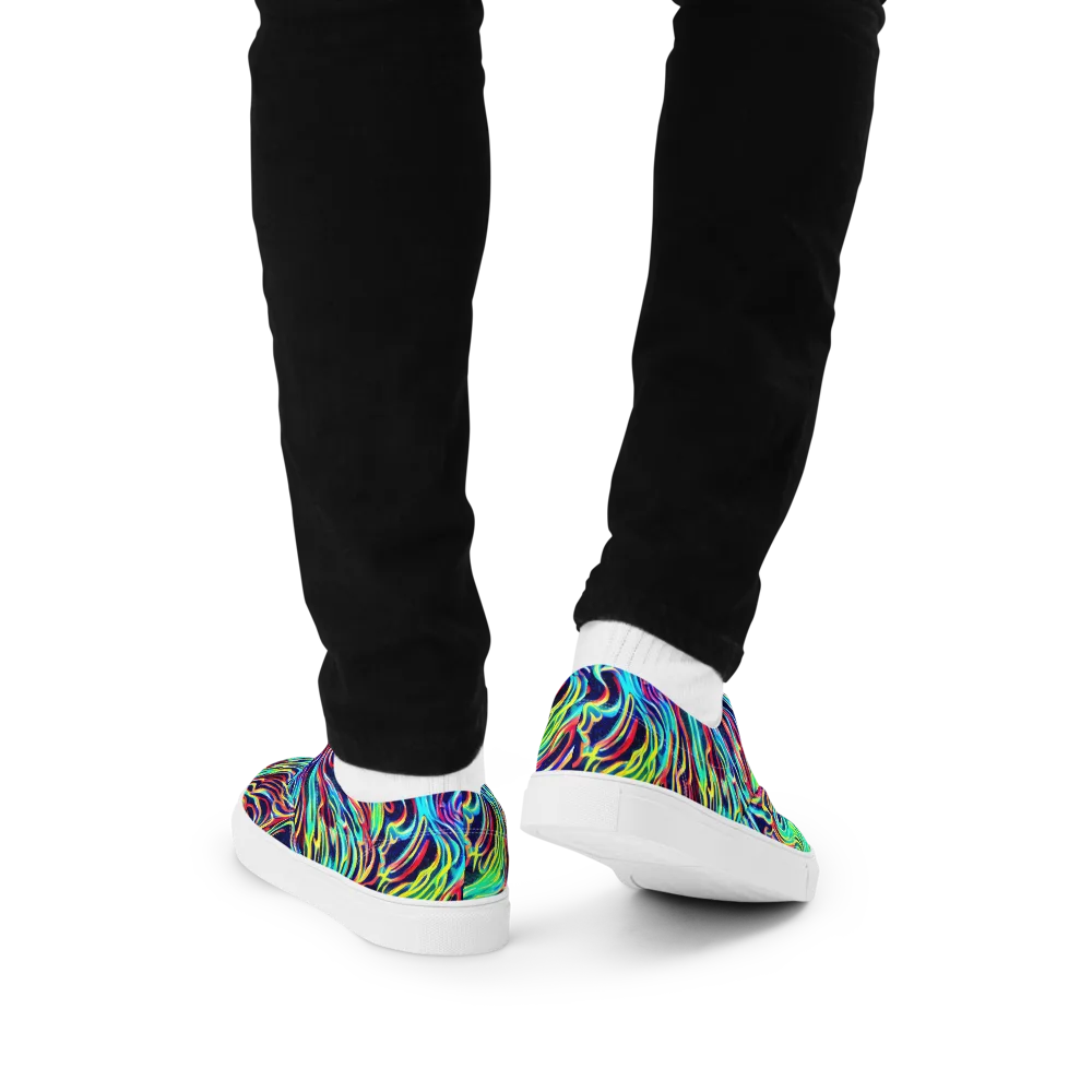 Cobalt Ribbon Reef on Men's Lace-Up Canvas Shoes — Back