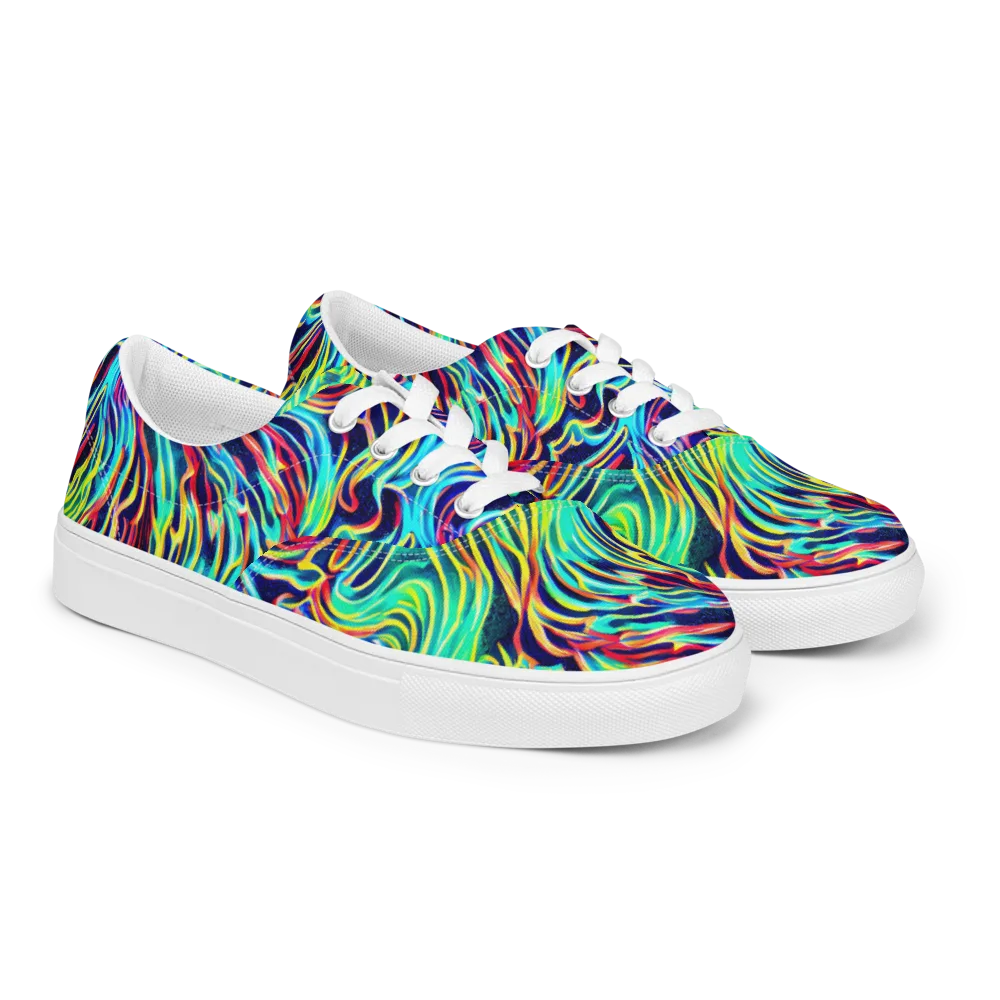 Cobalt Ribbon Reef on Men's Lace-Up Canvas Shoes — Right Front