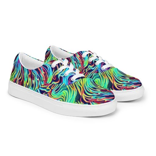 Cobalt Ribbon Reef on a Men's Lace-Up Canvas Shoes