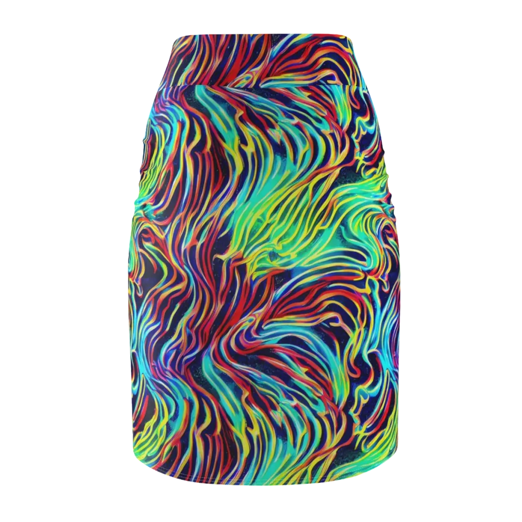 Cobalt Ribbon Reef on Pencil Skirt — Back