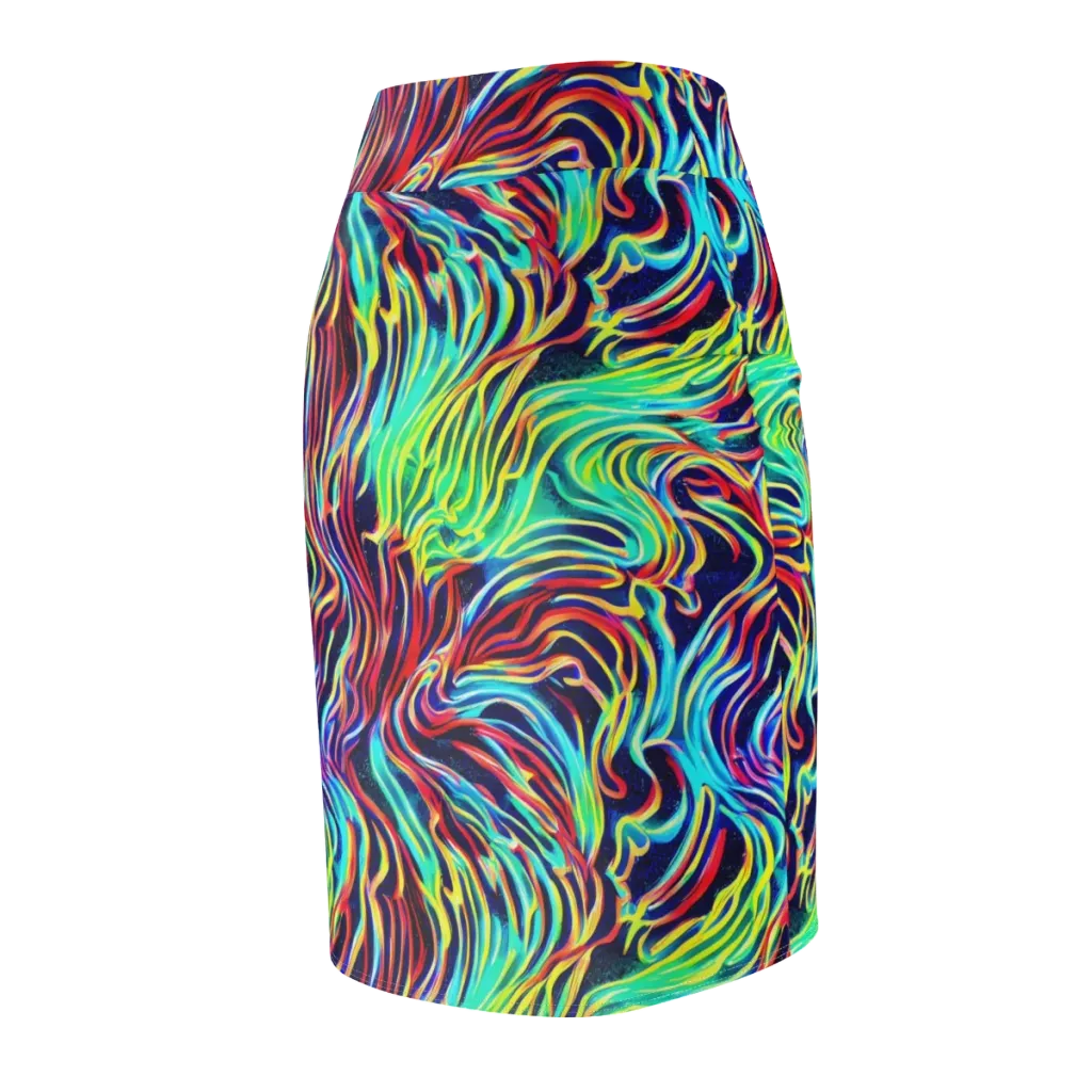 Cobalt Ribbon Reef on Pencil Skirt — Back Side