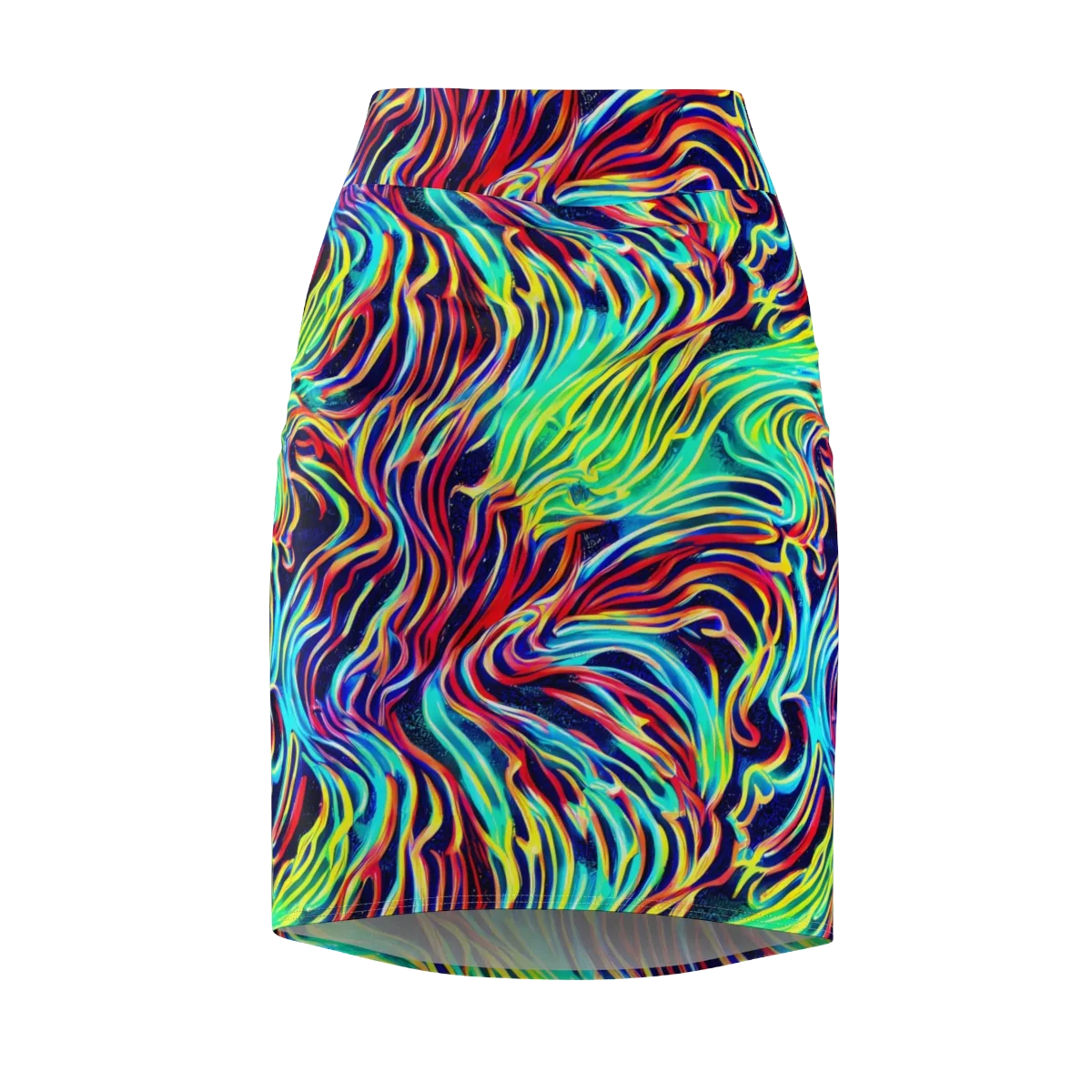 Cobalt Ribbon Reef on Pencil Skirt — Front