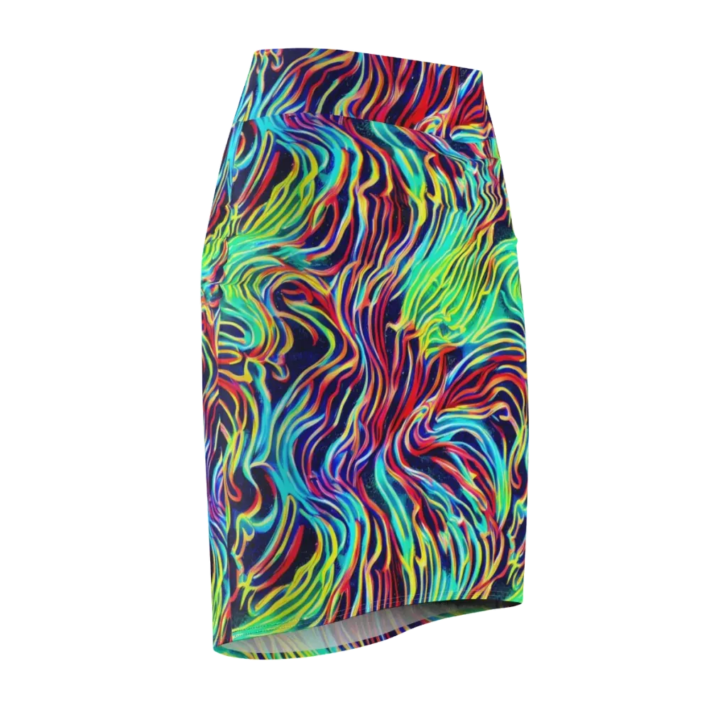 Cobalt Ribbon Reef on Pencil Skirt — Front Side