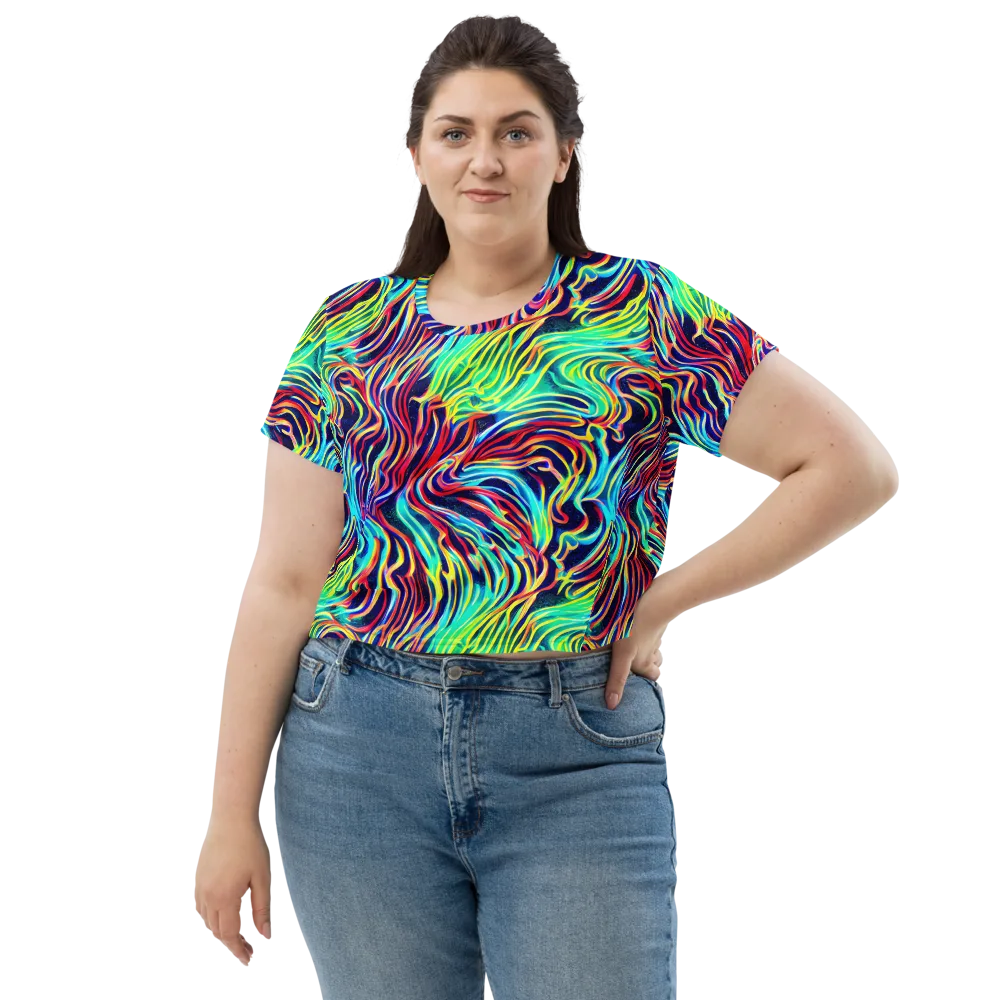 Cobalt Ribbon Reef on Crop Tee — Front