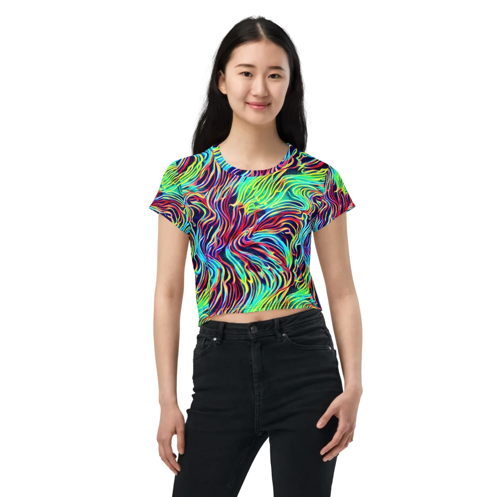 Cobalt Ribbon Reef on Crop Tee — Front