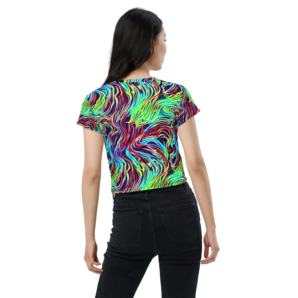 Cobalt Ribbon Reef on Crop Tee — Back