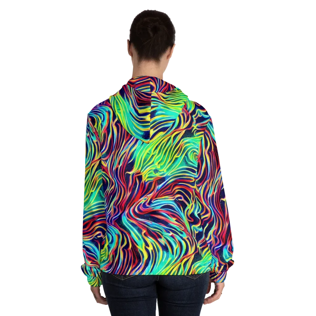 Cobalt Ribbon Reef on Women's Full-Zip Hoodie — Back On Person