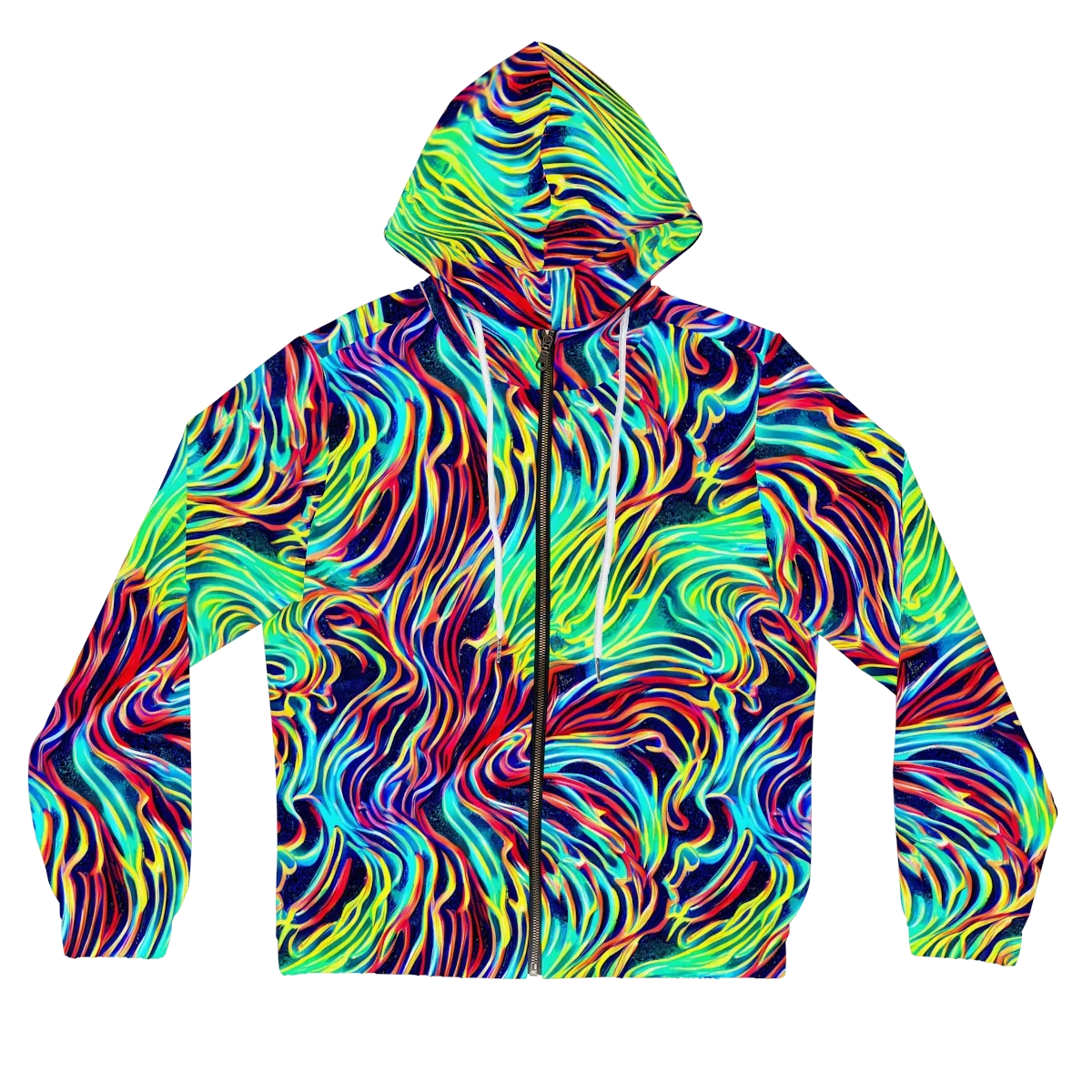 Cobalt Ribbon Reef on Women's Full-Zip Hoodie — Front