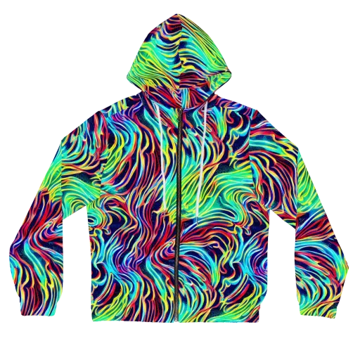 Cobalt Ribbon Reef on a Women's Full-Zip Hoodie