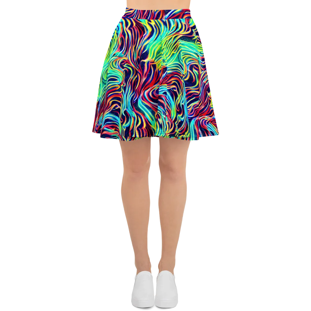 Cobalt Ribbon Reef on Skater Skirt — Front