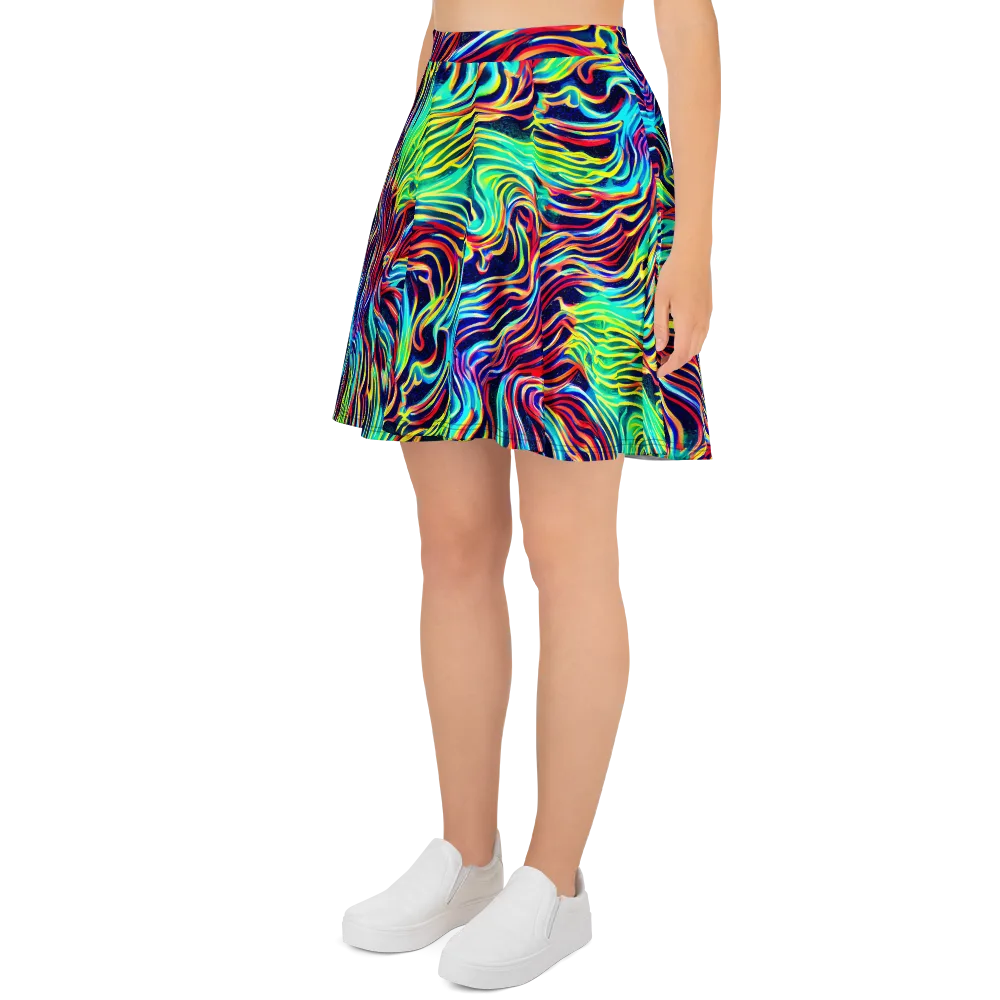 Cobalt Ribbon Reef on Skater Skirt — Left