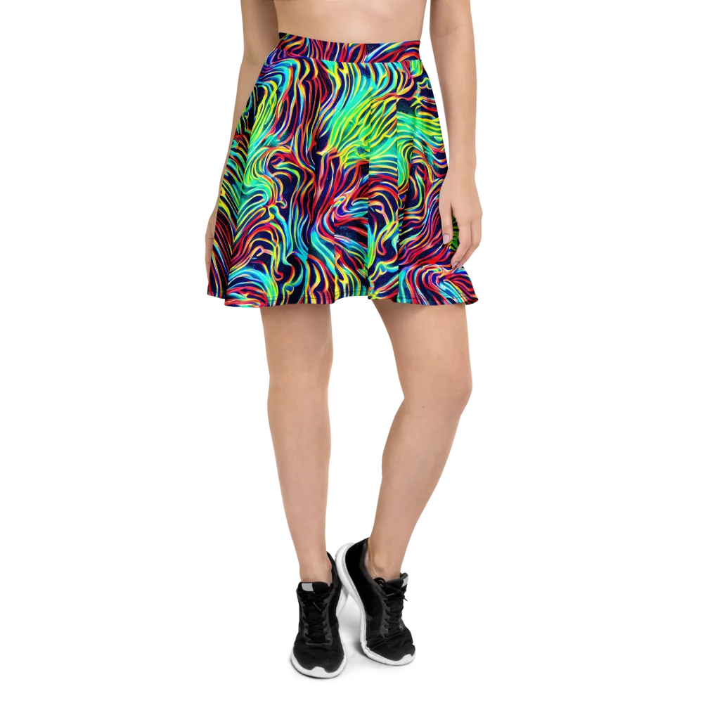 Cobalt Ribbon Reef on Skater Skirt — Front