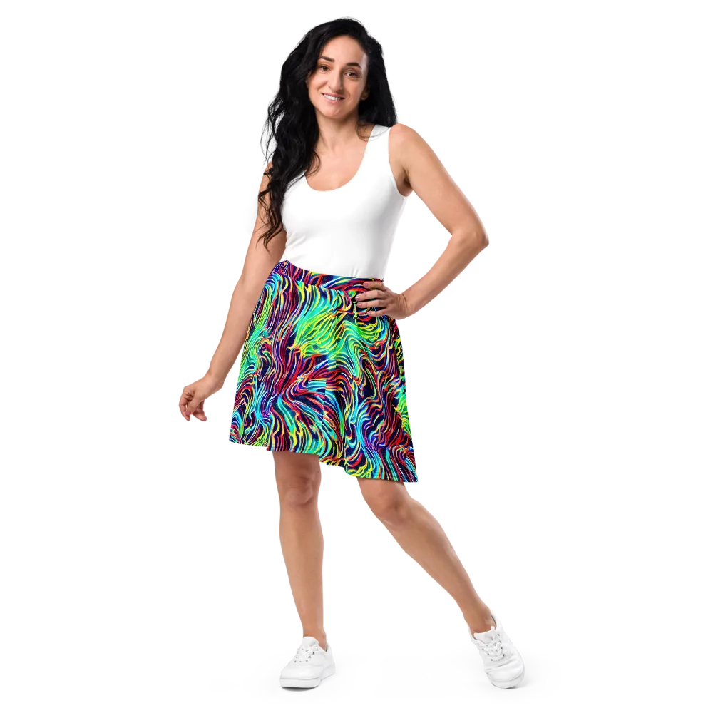 Cobalt Ribbon Reef on Skater Skirt — Front