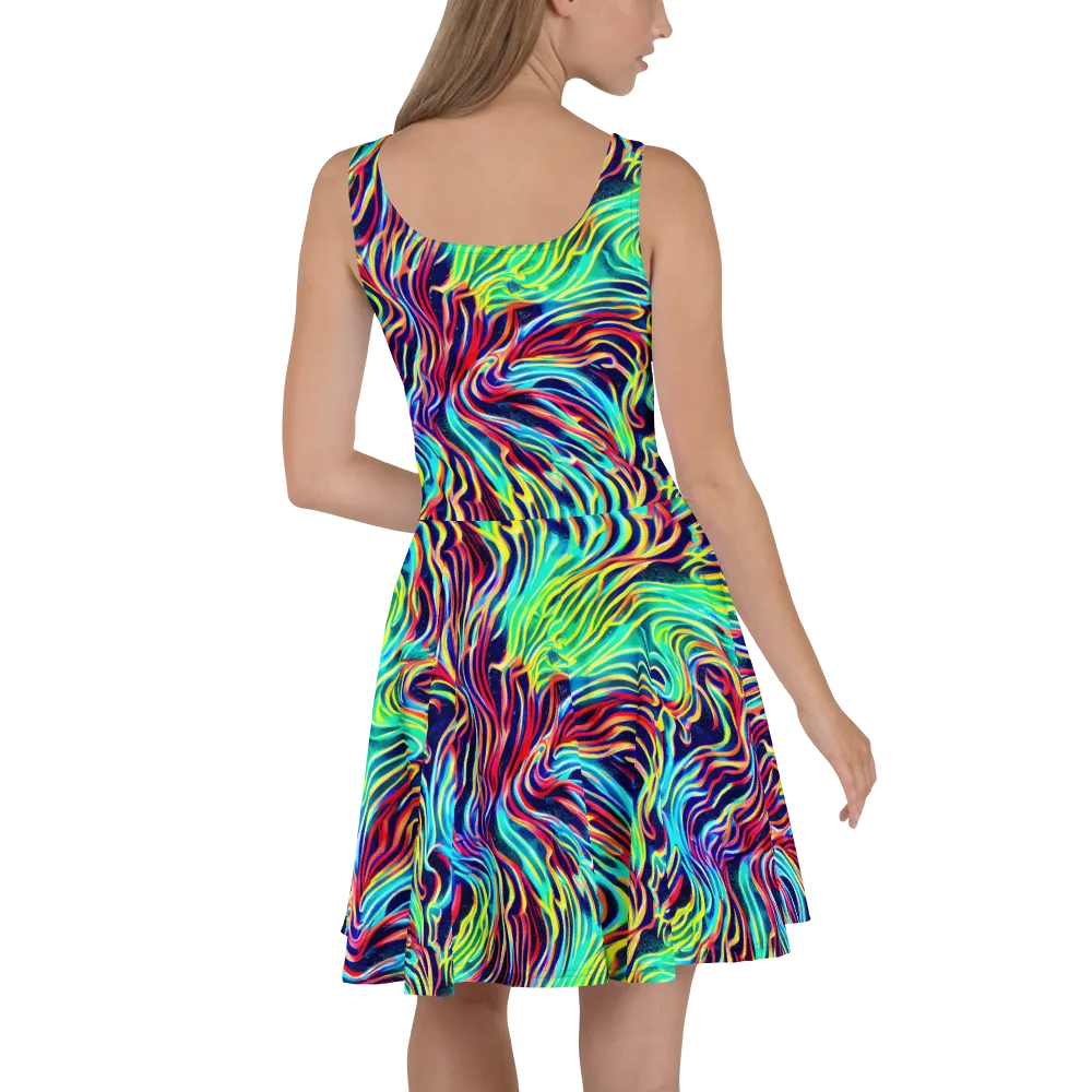 Cobalt Ribbon Reef on Skater Dress — Back